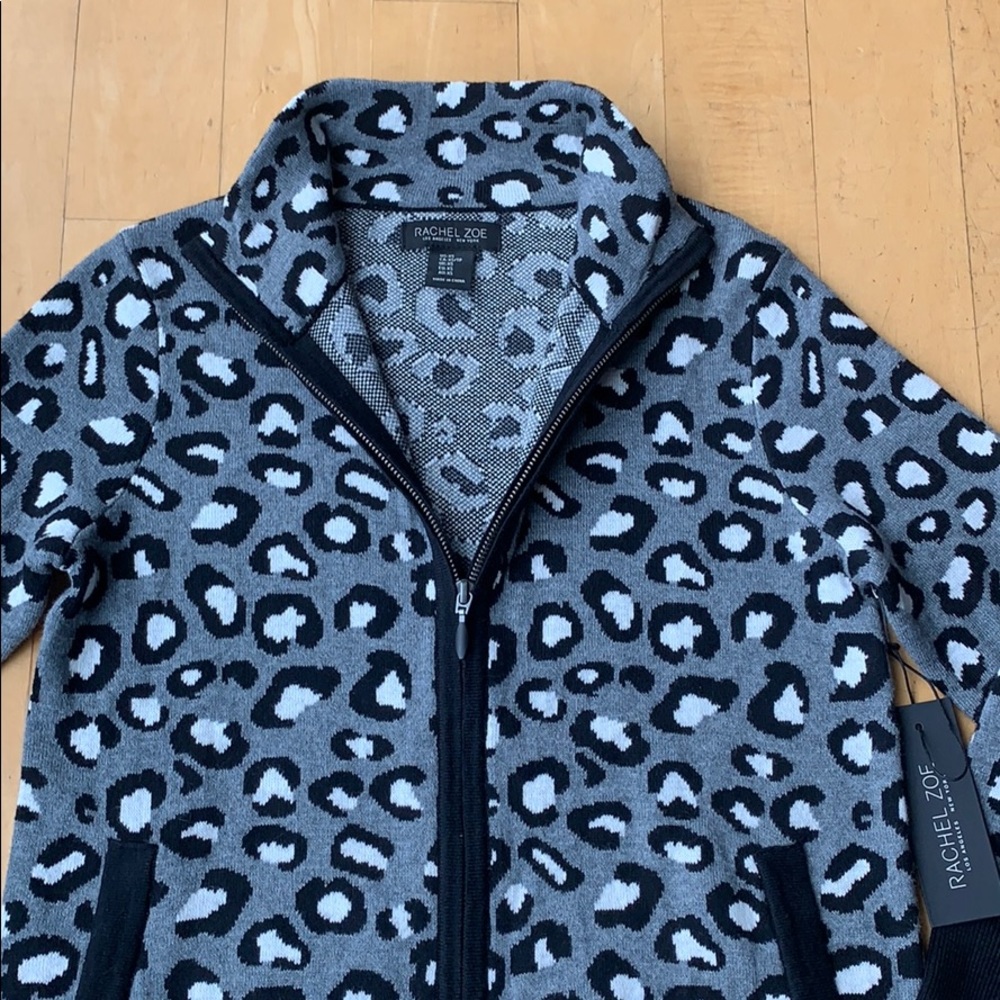 RACHEL ZOE Leopard Print Zip Up Sweater - Picture 6 of 14